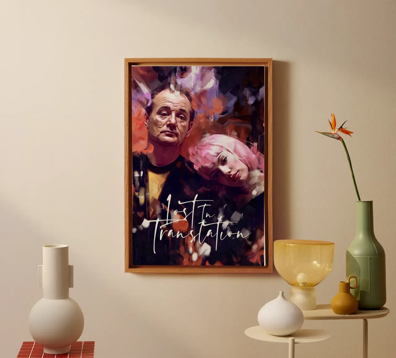 Verloren in Vertaling canvas met Baklijst van Oscar Frazier