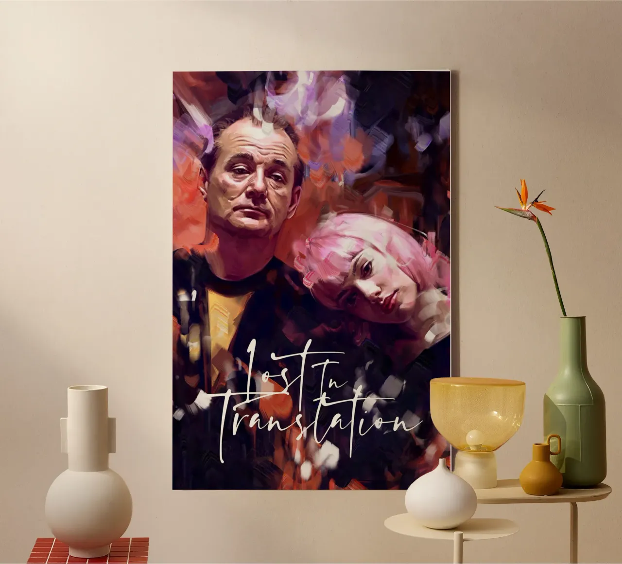 Verloren in Vertaling canvas met Baklijst van Oscar Frazier