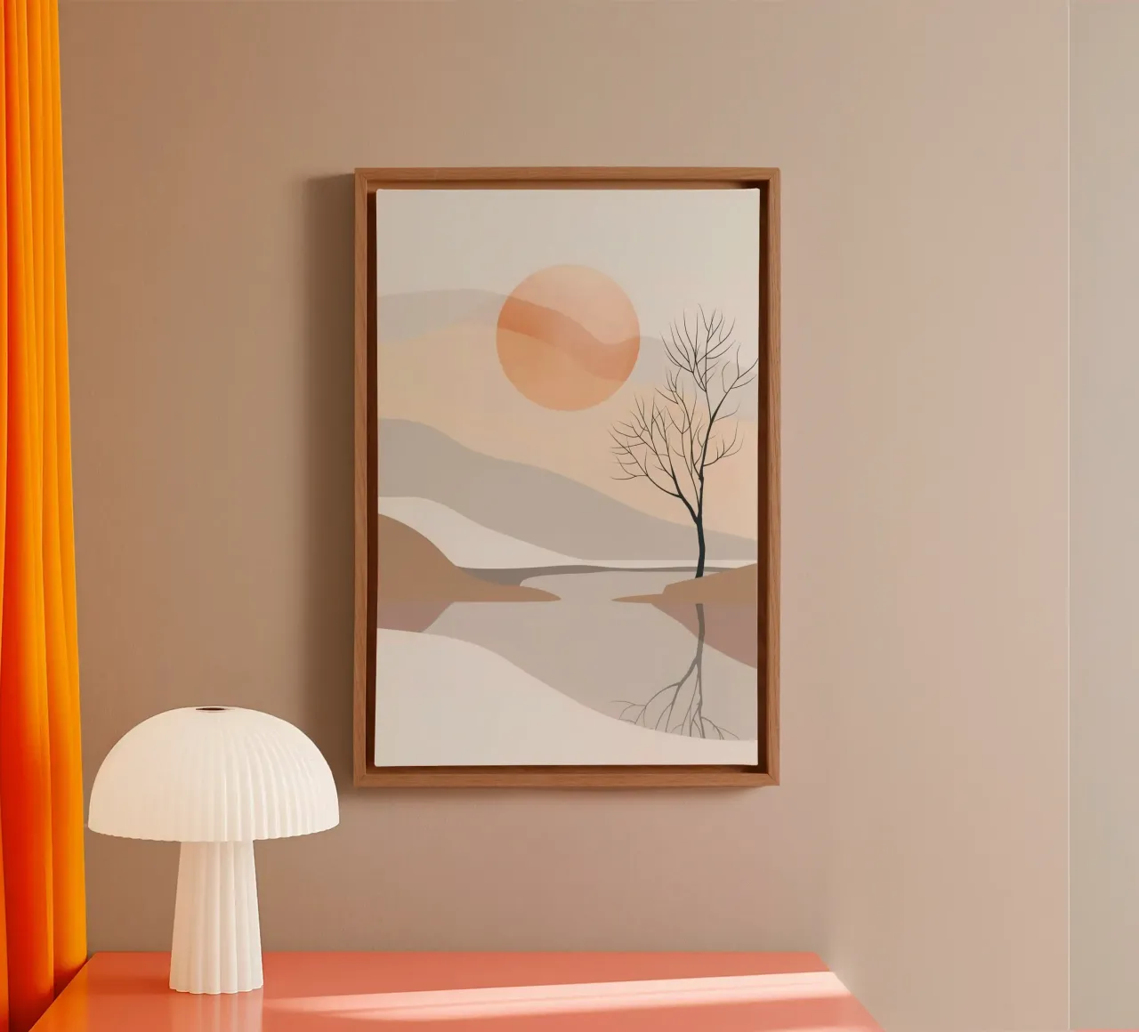 minimal sun tree tela con Cornice a cassetta da huminity