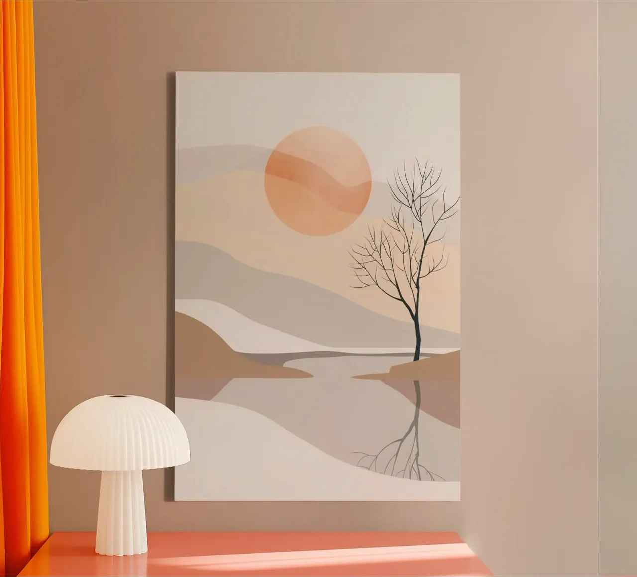 minimal sun tree tela con Cornice a cassetta da huminity