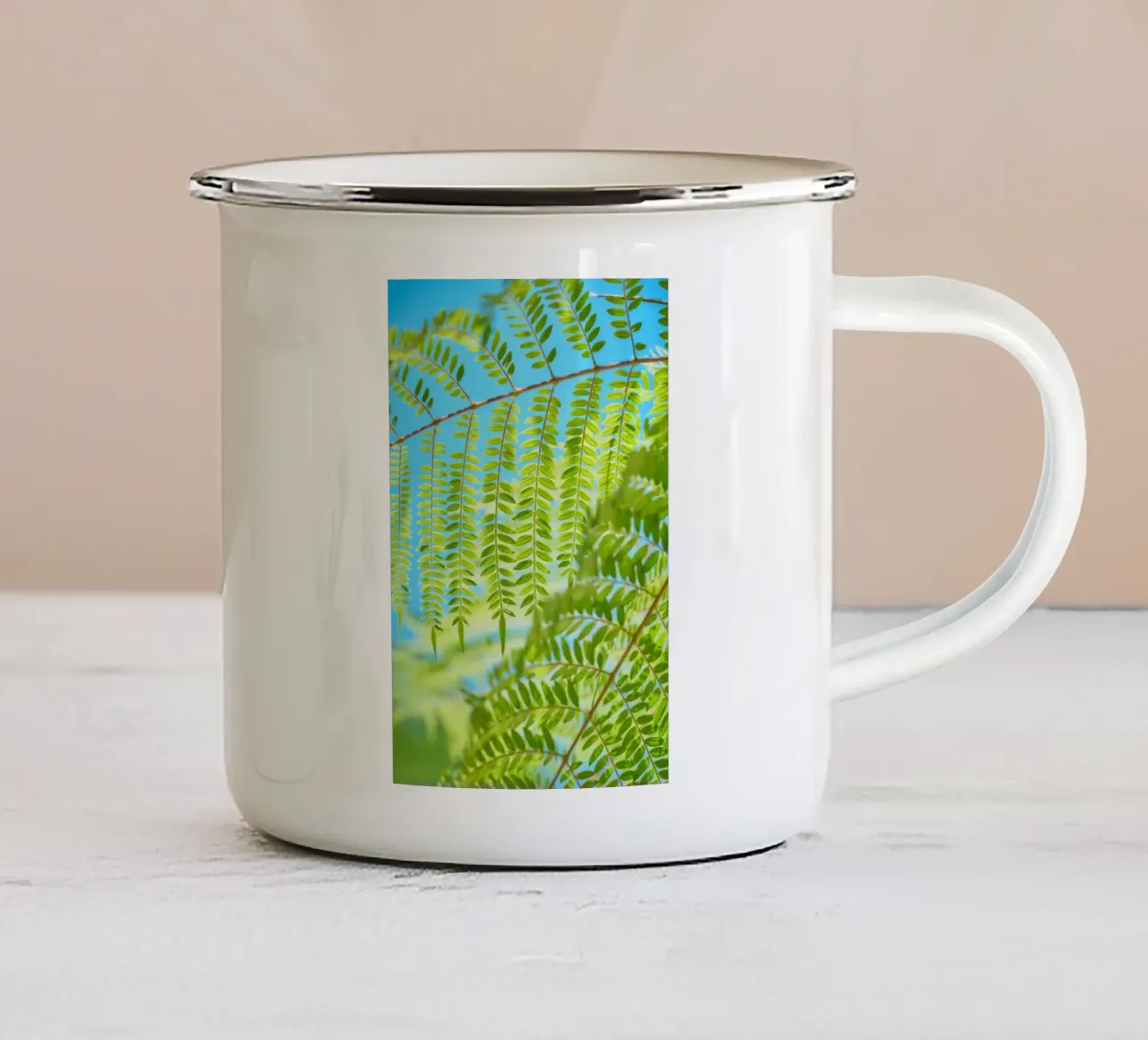 foglia di felce tazza in smalto da lesuki