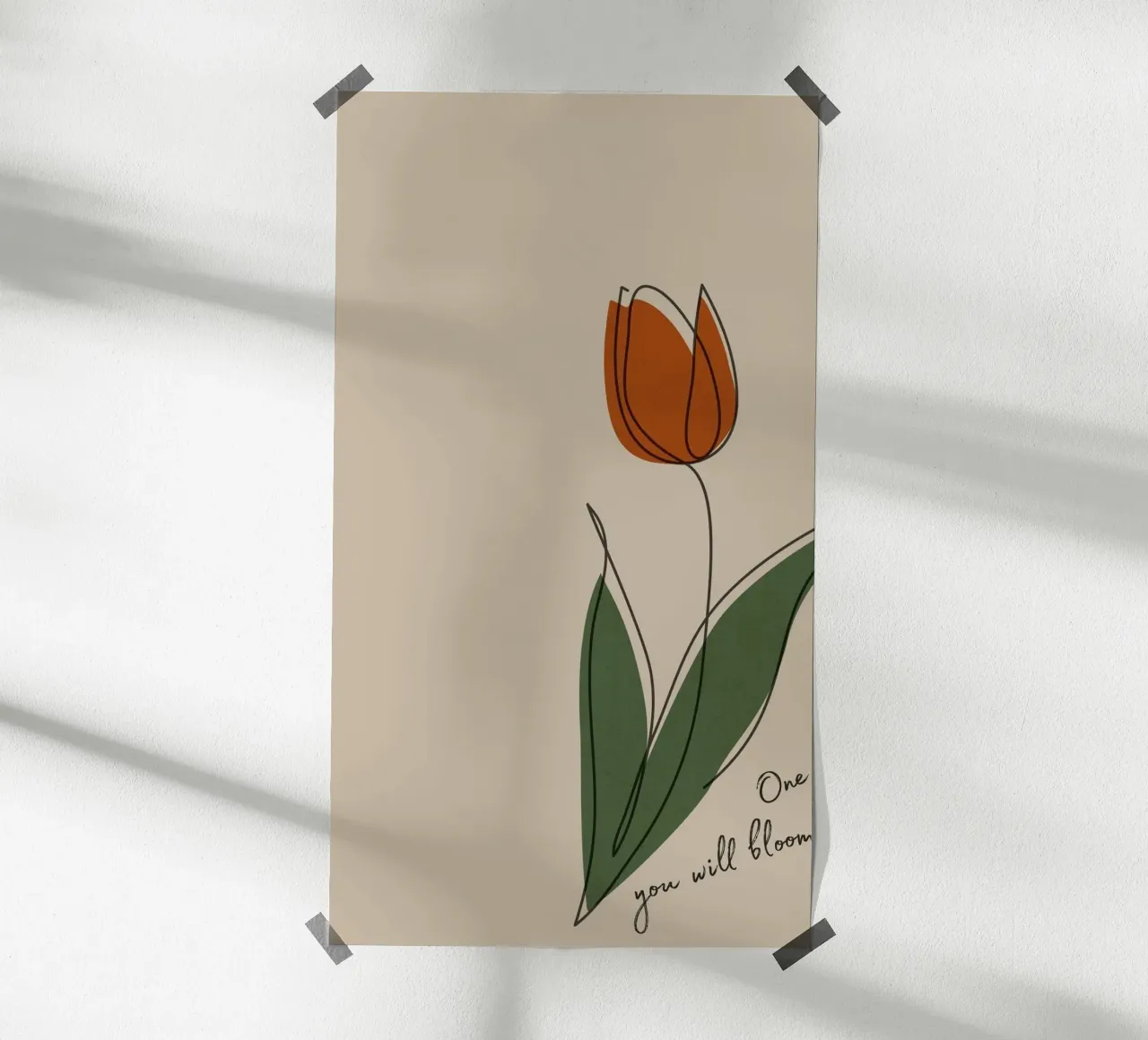 bloom flower poster con telaio in legno da huminity
