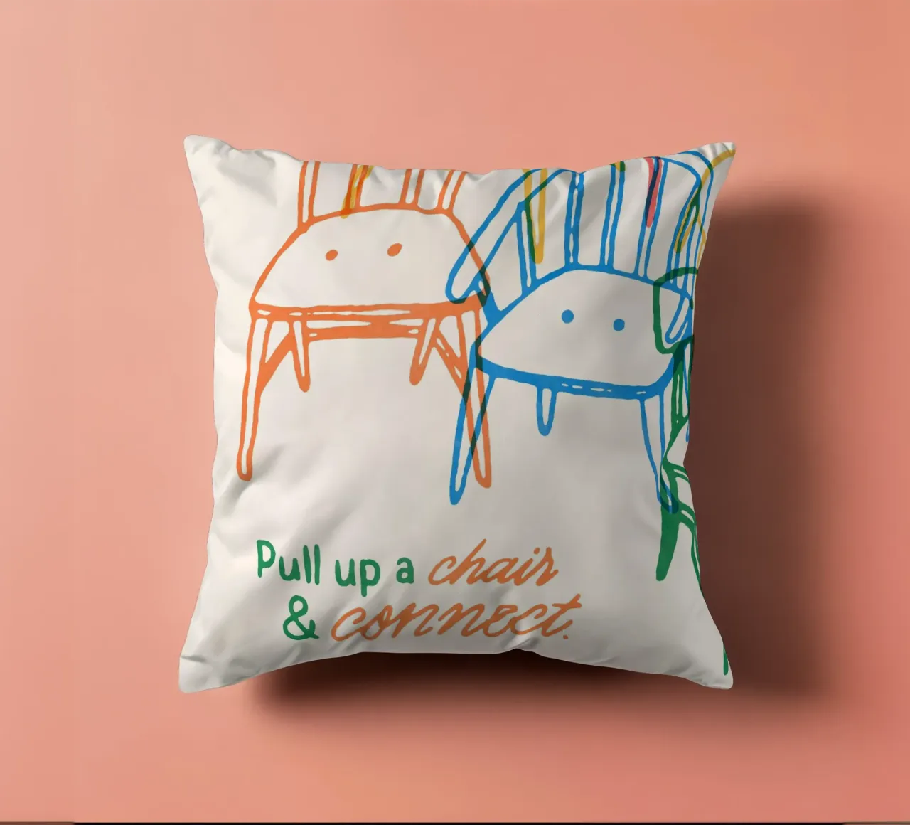 Pull up a chair and connect cuscino da illusthera