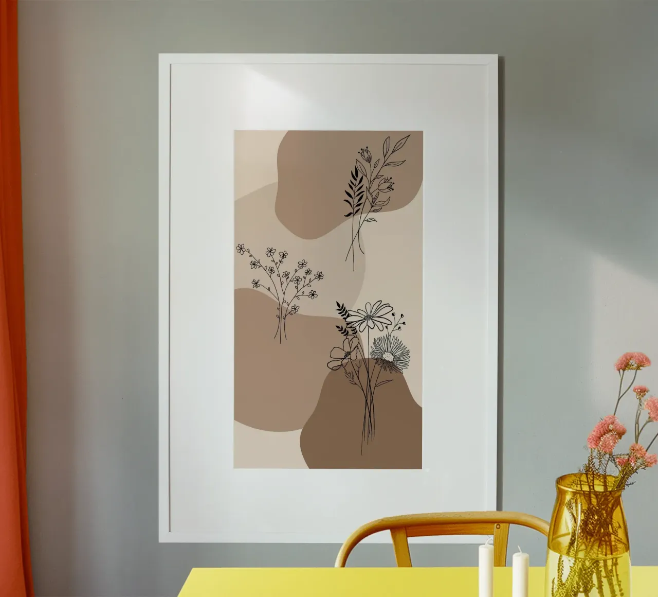 shape line flower brown poster da huminity
