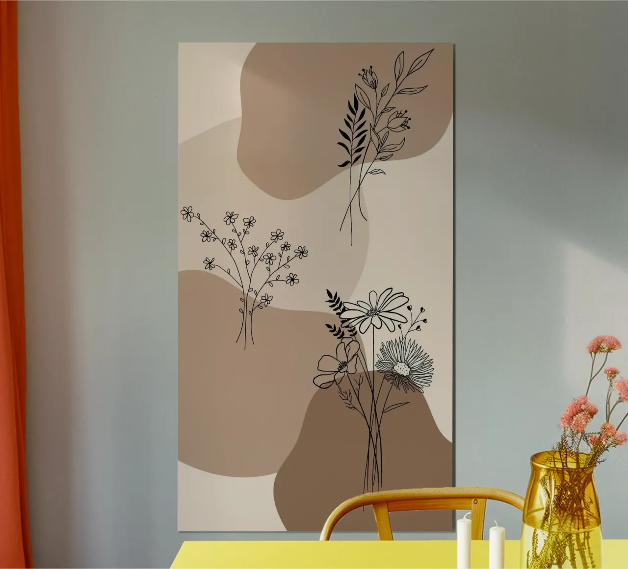 shape line flower brown poster da huminity