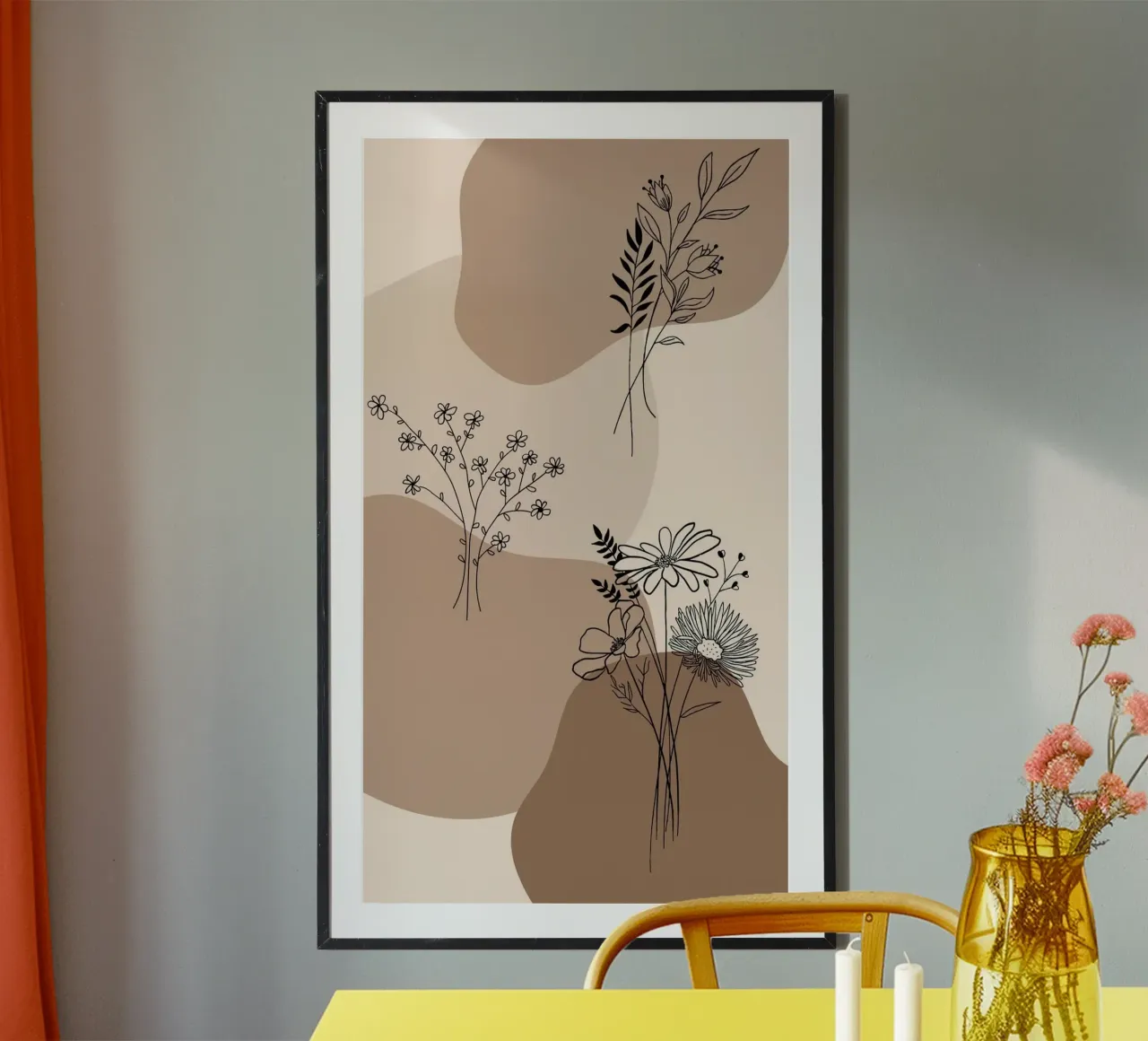 shape line flower brown poster da huminity