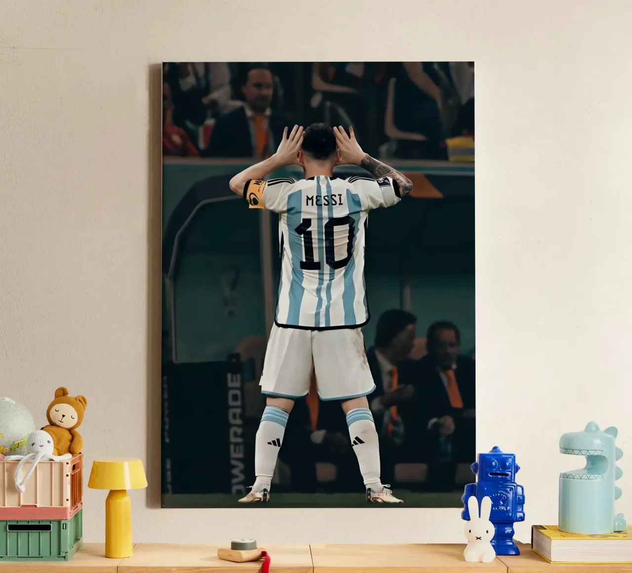 MESSI tela con Cornice a cassetta da Low poly art