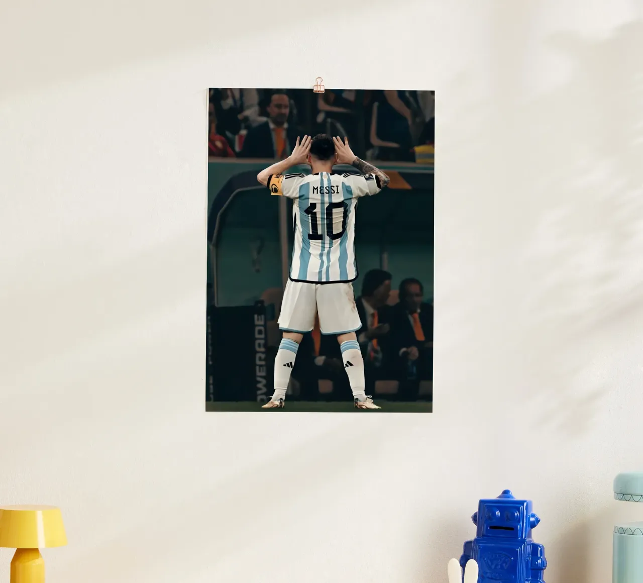 MESSI poster con telaio in legno da Low poly art