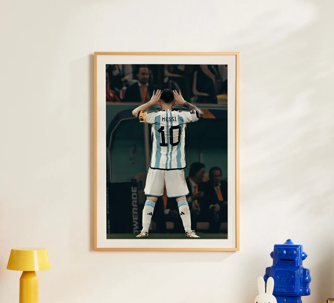 MESSI poster con telaio in legno da Low poly art