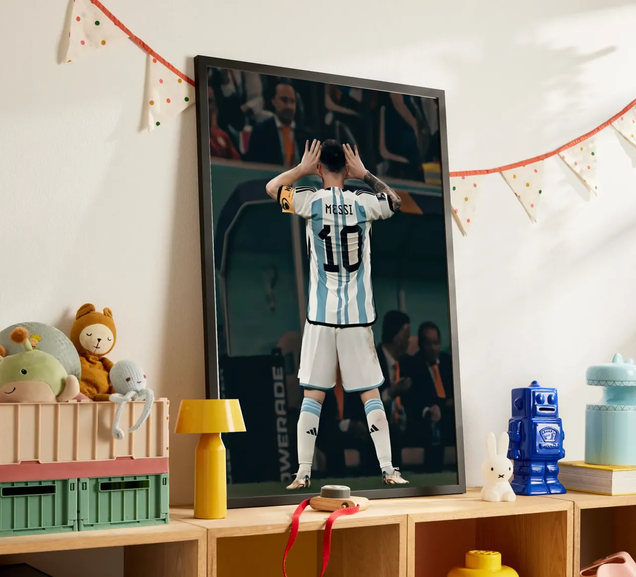 MESSI poster con telaio in legno da Low poly art
