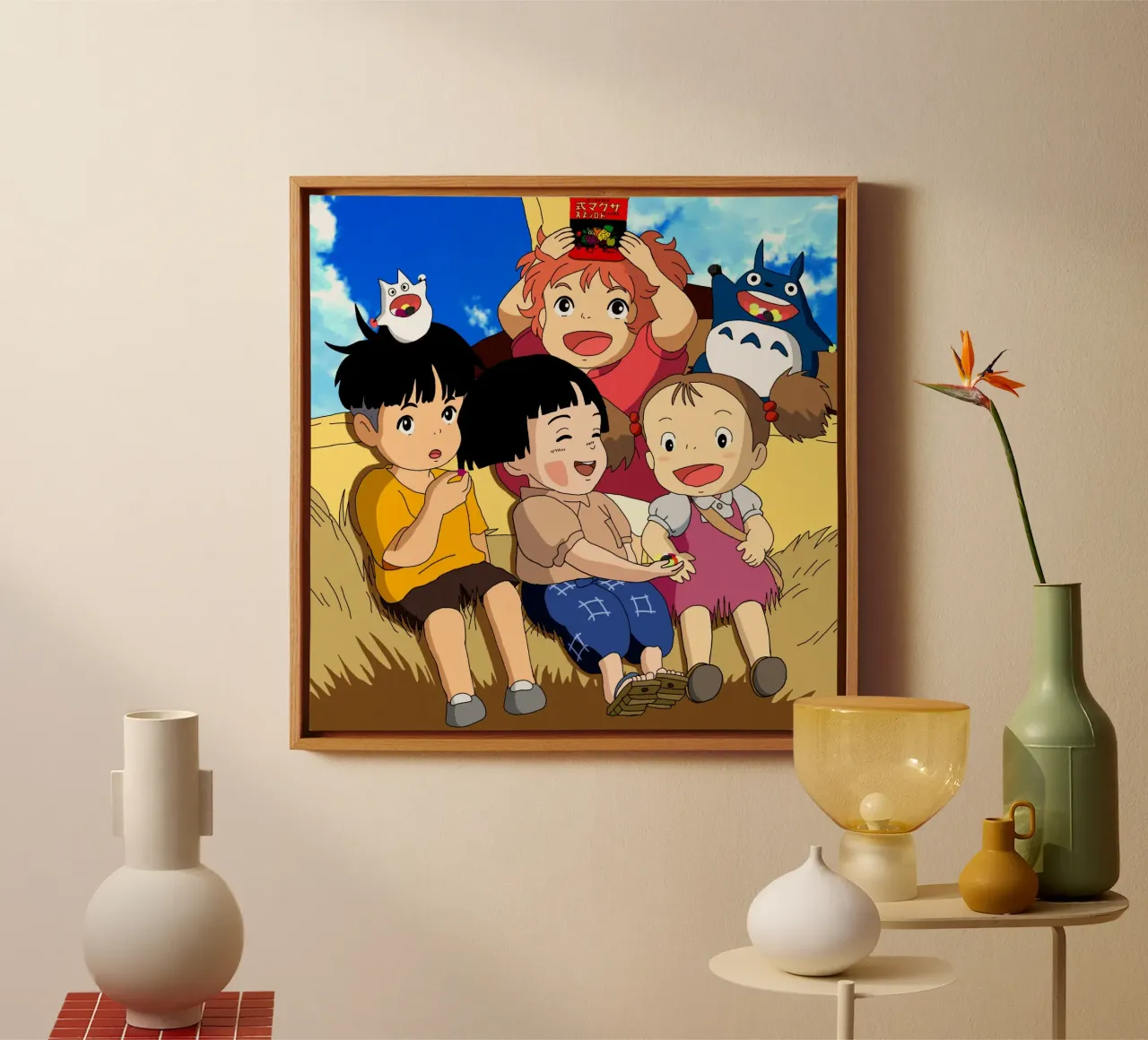 Ponyo con gli amici Classico tela con Cornice a cassetta da sophielouise.designs