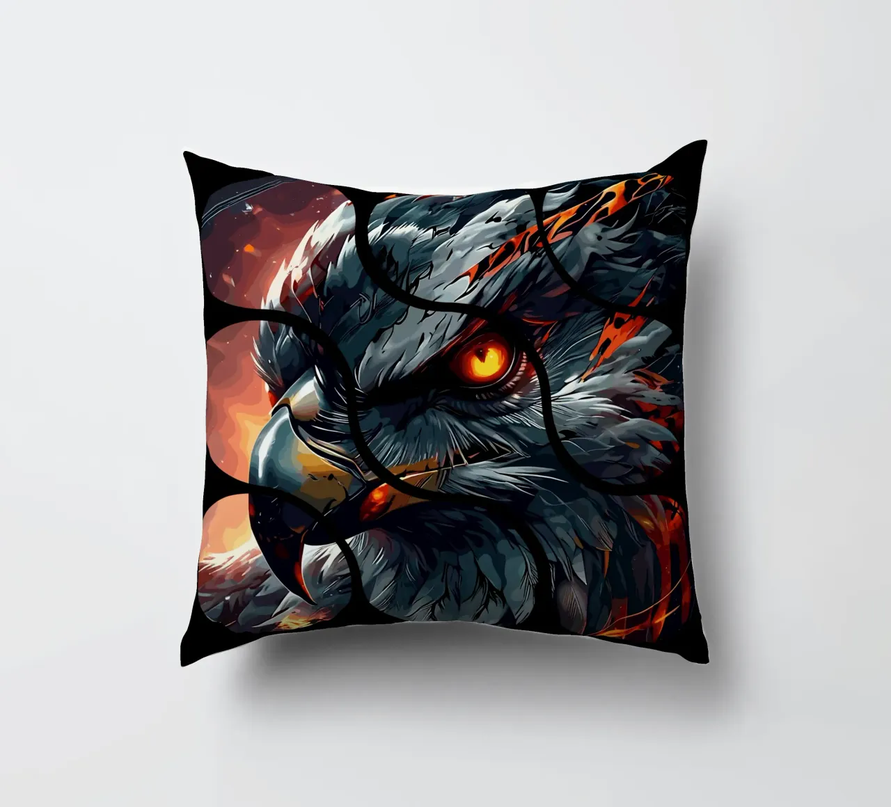 Effetto puzzle Aquila rossa e fuoco cuscino da LM2KONE