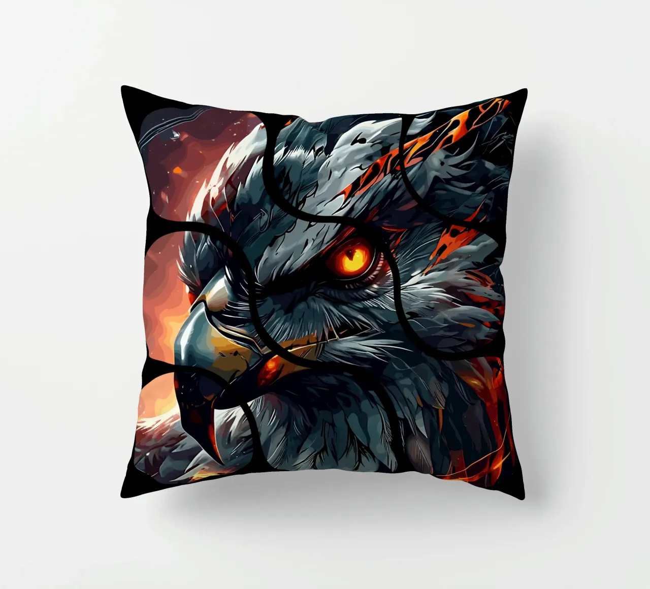 Effetto puzzle Aquila rossa e fuoco cuscino da LM2KONE