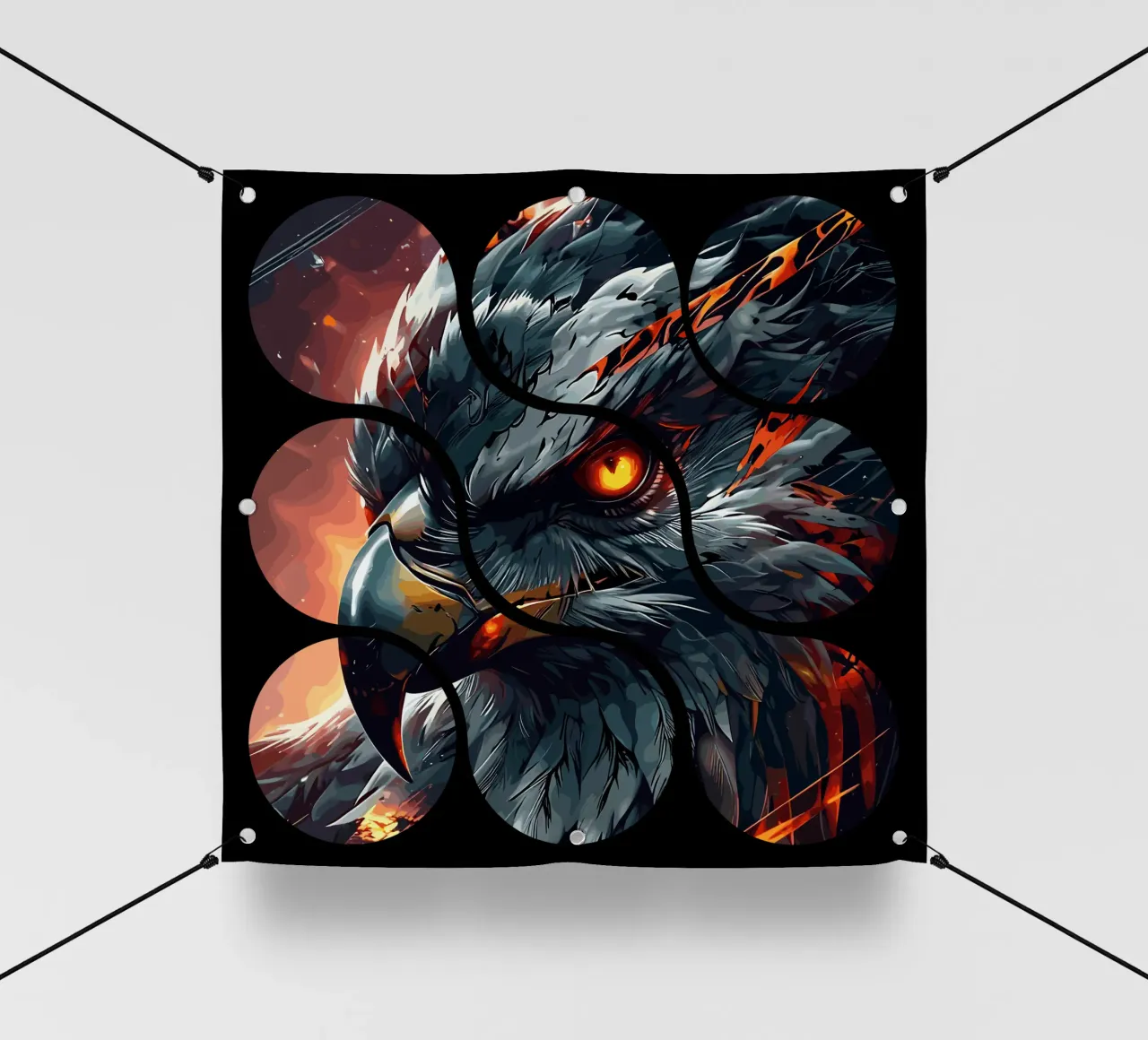 Effetto puzzle Aquila rossa e fuoco telo in pvc da LM2KONE