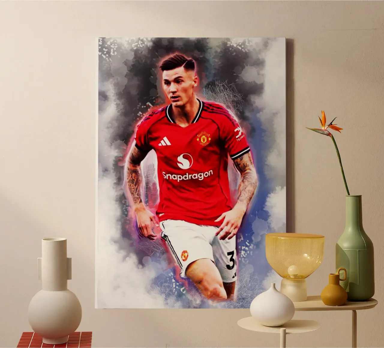Benjamin Sesko - Soccer player canvas with Floater frame by Lembayung art