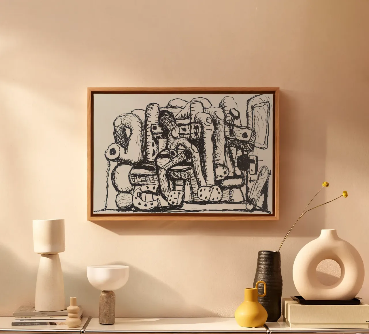 Guston, Pile Up, 1980 canvas with Floater frame by Gundaiveshop