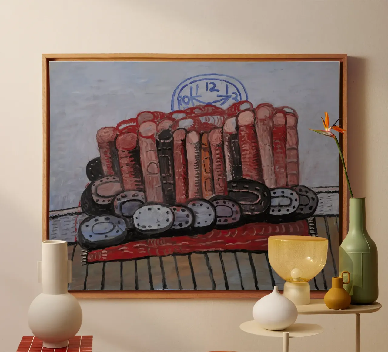Gambe di Guston, Tappeto, Pavimento 1976 tela con Cornice a cassetta da Gundaiveshop