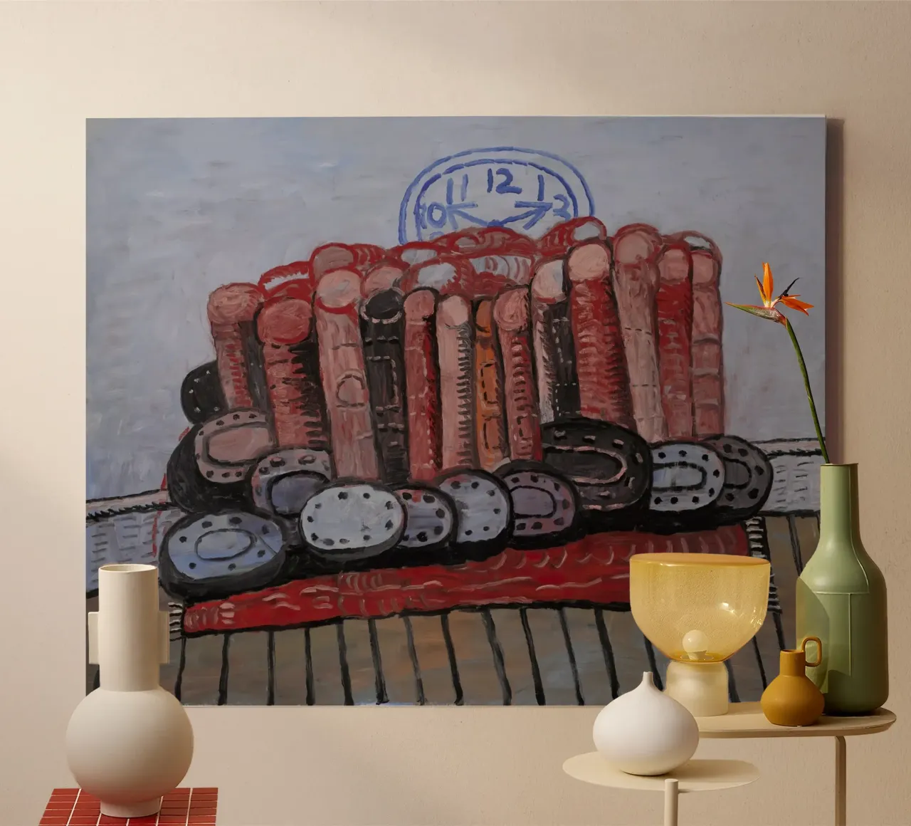 Gambe di Guston, Tappeto, Pavimento 1976 tela con Cornice a cassetta da Gundaiveshop