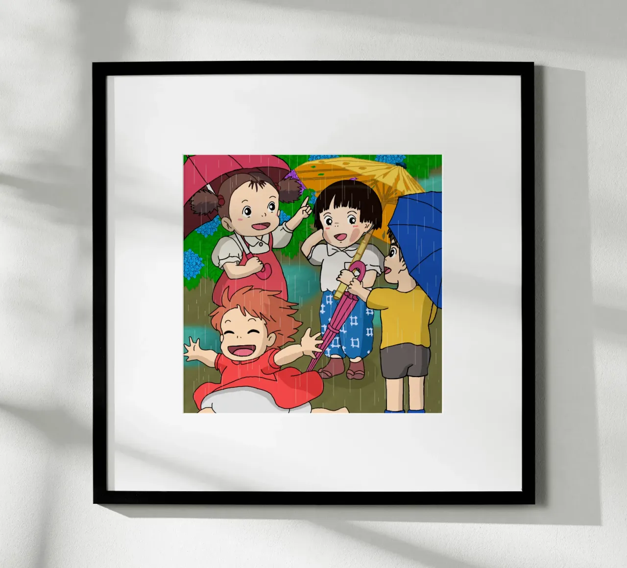 Ponyo che gioca sotto la pioggia poster da sophielouise.designs