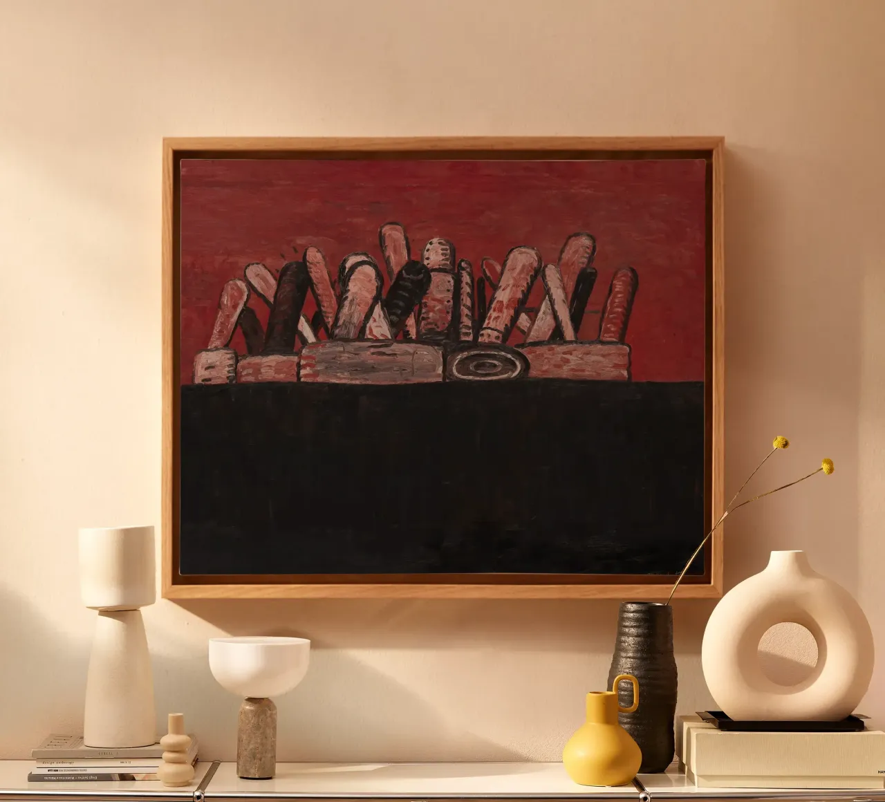 Gustons Red Sky 1978 canvas with Floater frame by Gundaiveshop