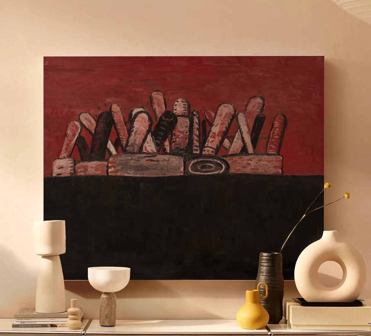 Gustons Red Sky 1978 canvas with Floater frame by Gundaiveshop