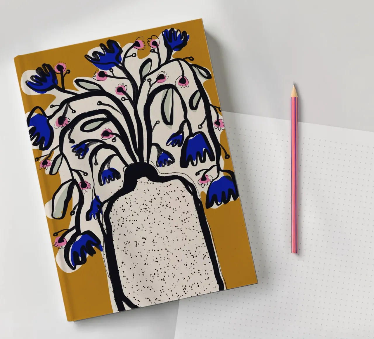 Blue Corn Flowers (Ocre) notebook by treechild