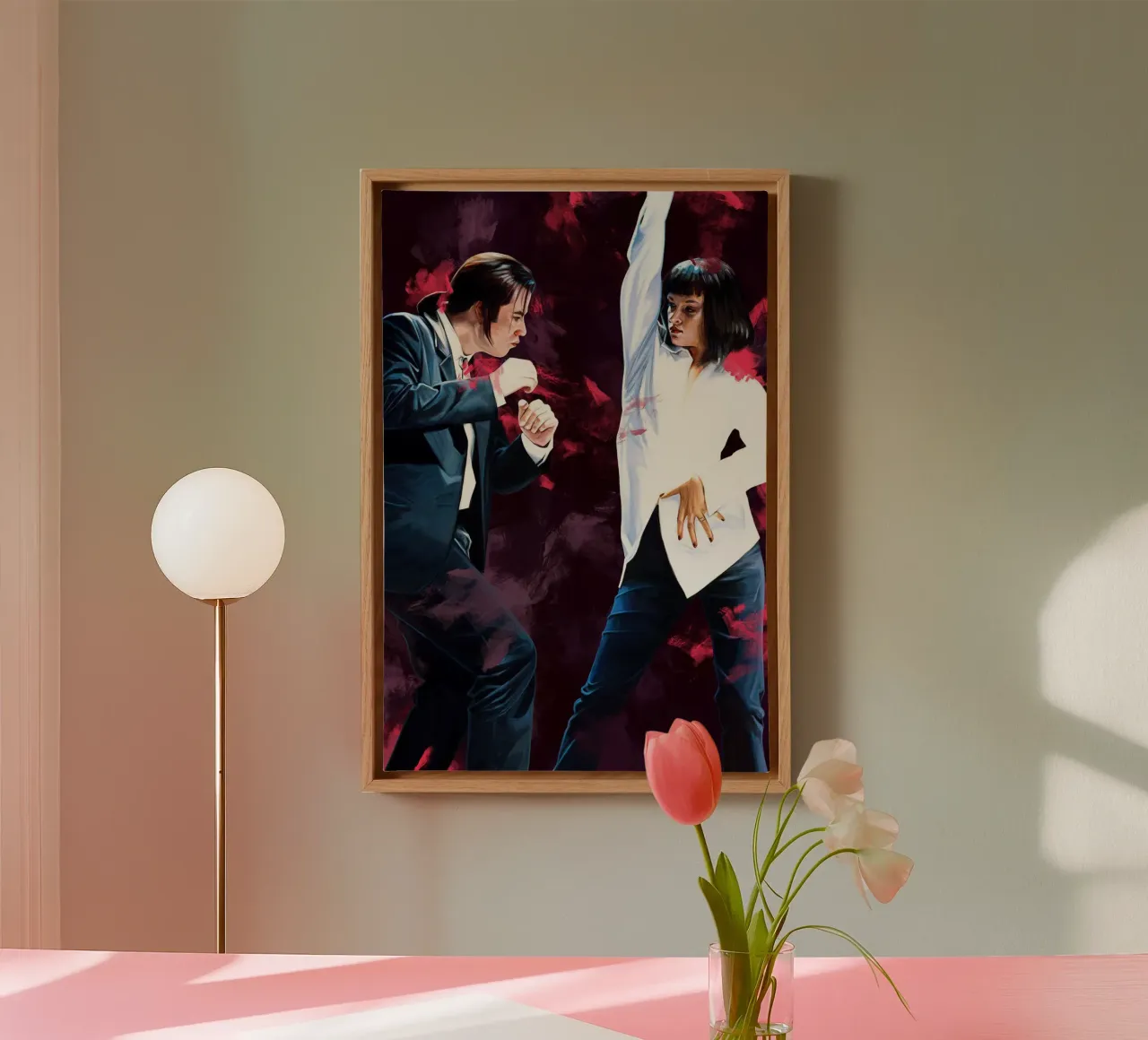 Pulp Fiction - Mia & Vincent canvas met Baklijst van Oscar Frazier