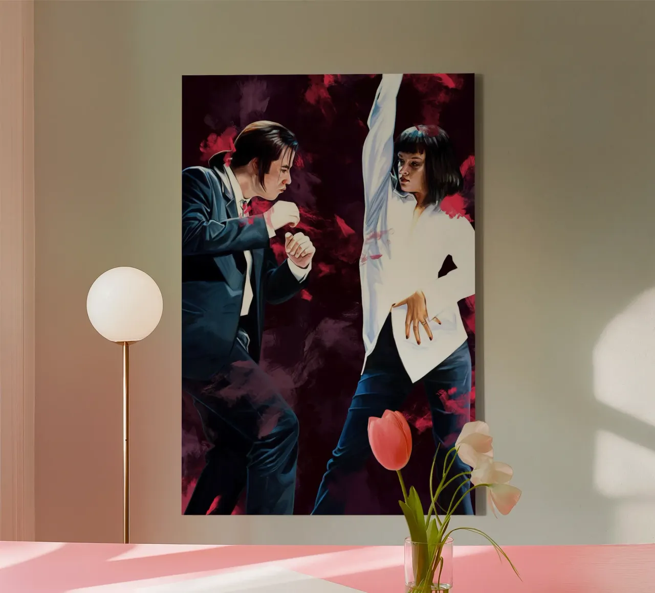Pulp Fiction - Mia & Vincent canvas met Baklijst van Oscar Frazier