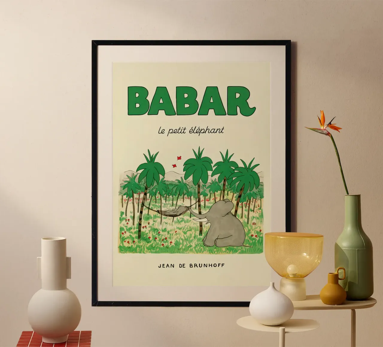 Babar nel verde poster con telaio in plastica da muench benjamin