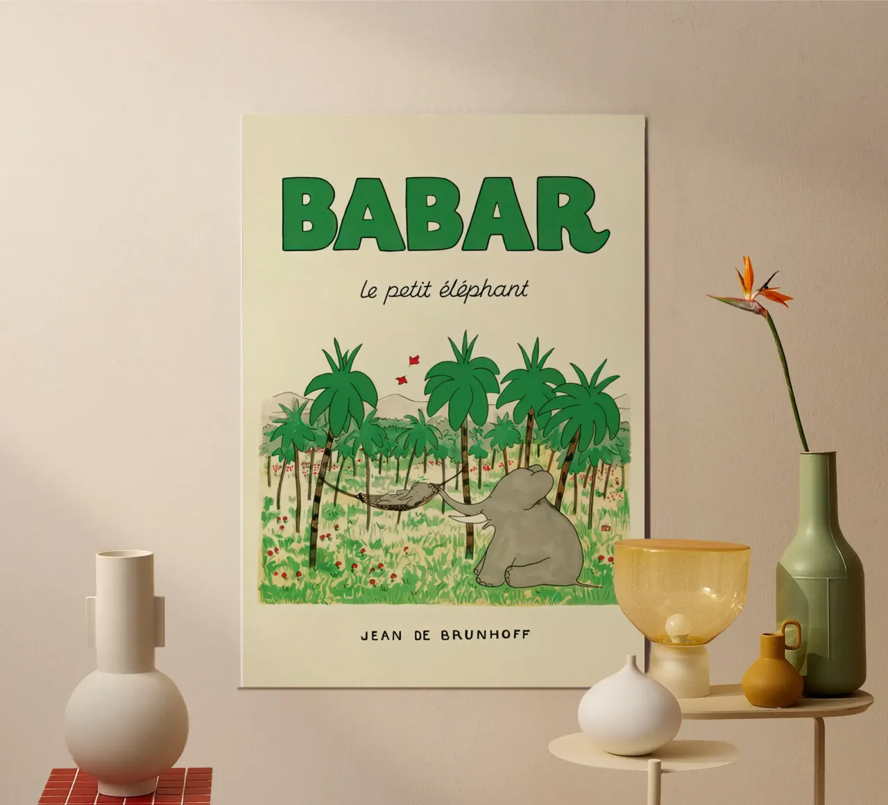 Babar nel verde poster con telaio in plastica da muench benjamin