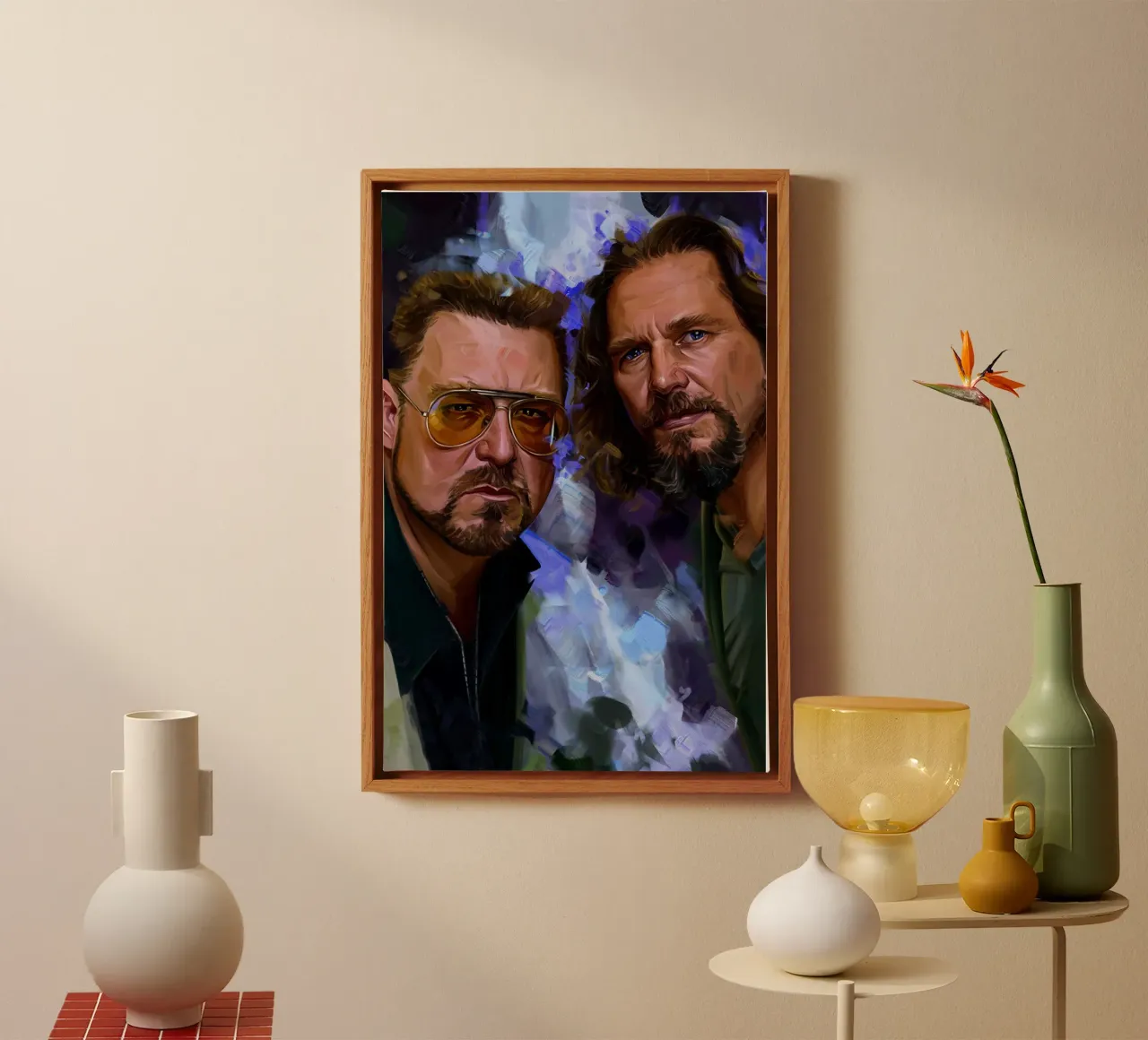 The Dude en Walter - The Big Lebowski canvas met Baklijst van Oscar Frazier