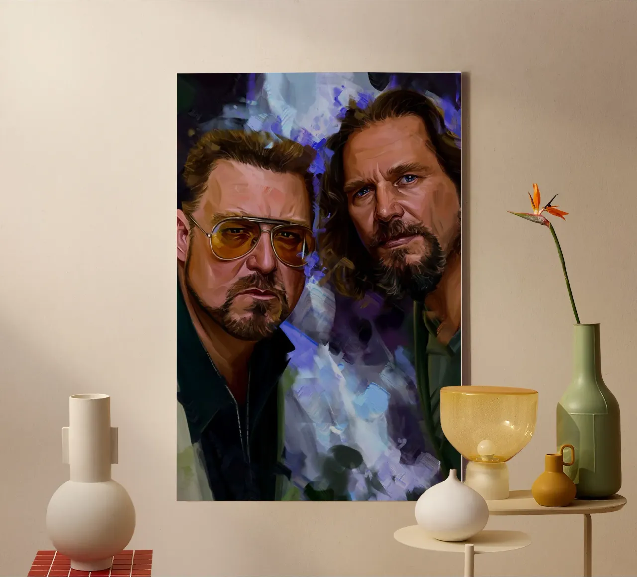 The Dude en Walter - The Big Lebowski canvas met Baklijst van Oscar Frazier