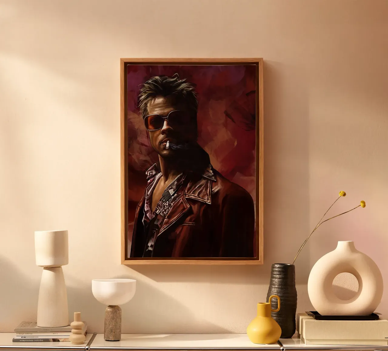 Tyler Durden por Dmitry Belov lienzo con Marco flotante de Oscar Frazier