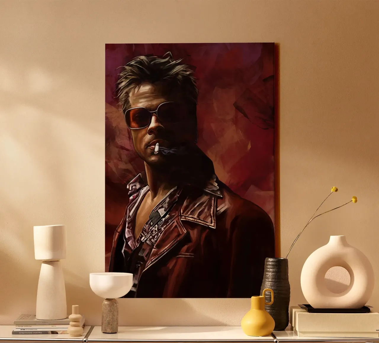 Tyler Durden por Dmitry Belov lienzo con Marco flotante de Oscar Frazier