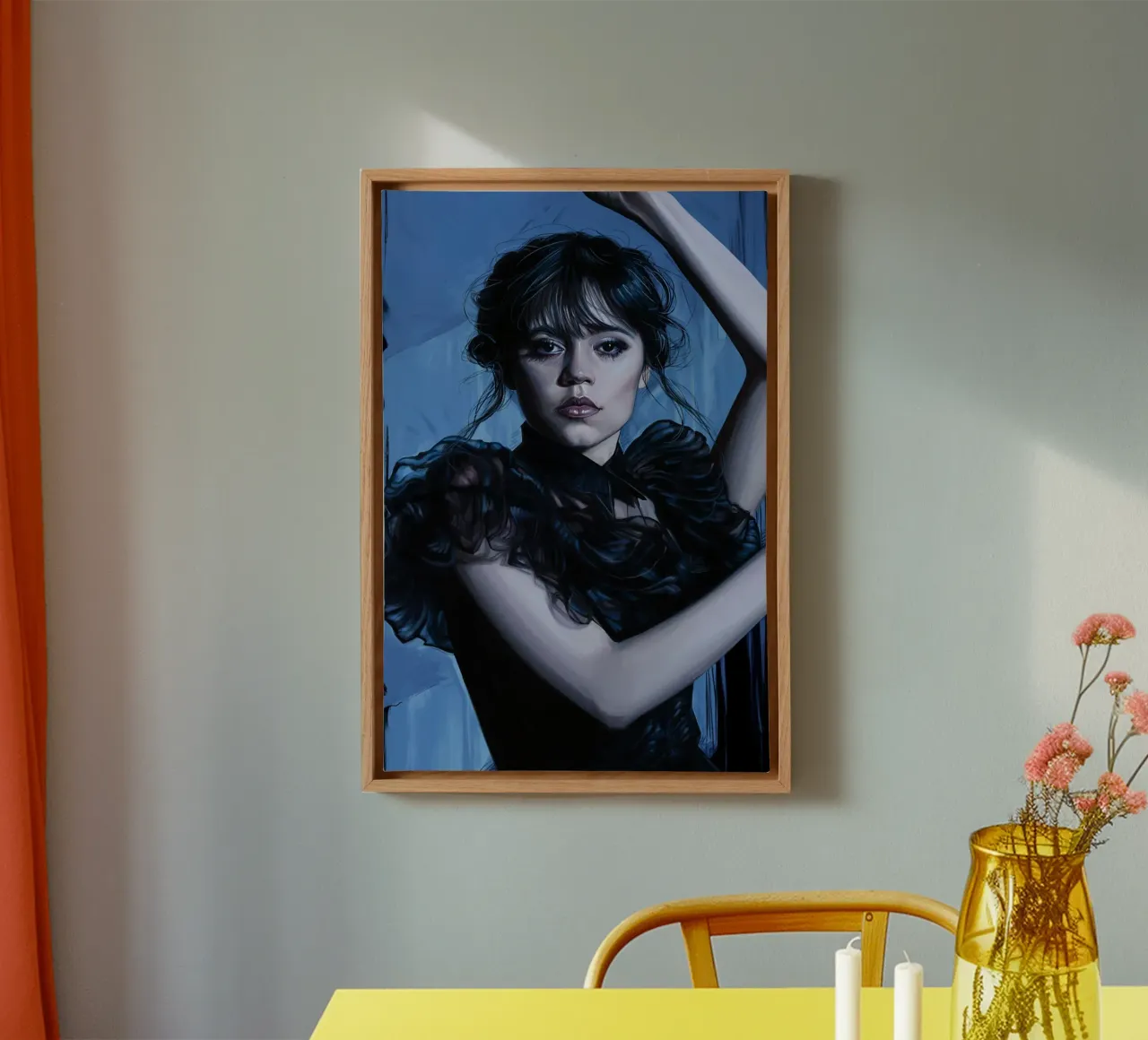 Woensdag Addams Dans canvas met Baklijst van Oscar Frazier