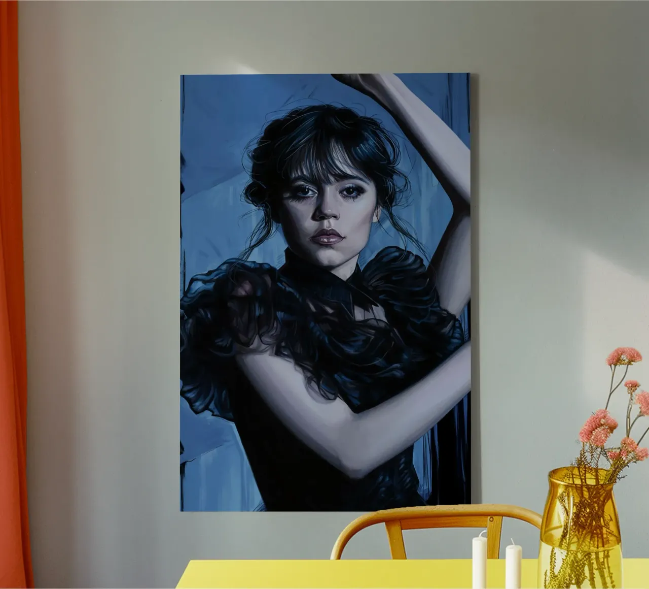 Woensdag Addams Dans canvas met Baklijst van Oscar Frazier