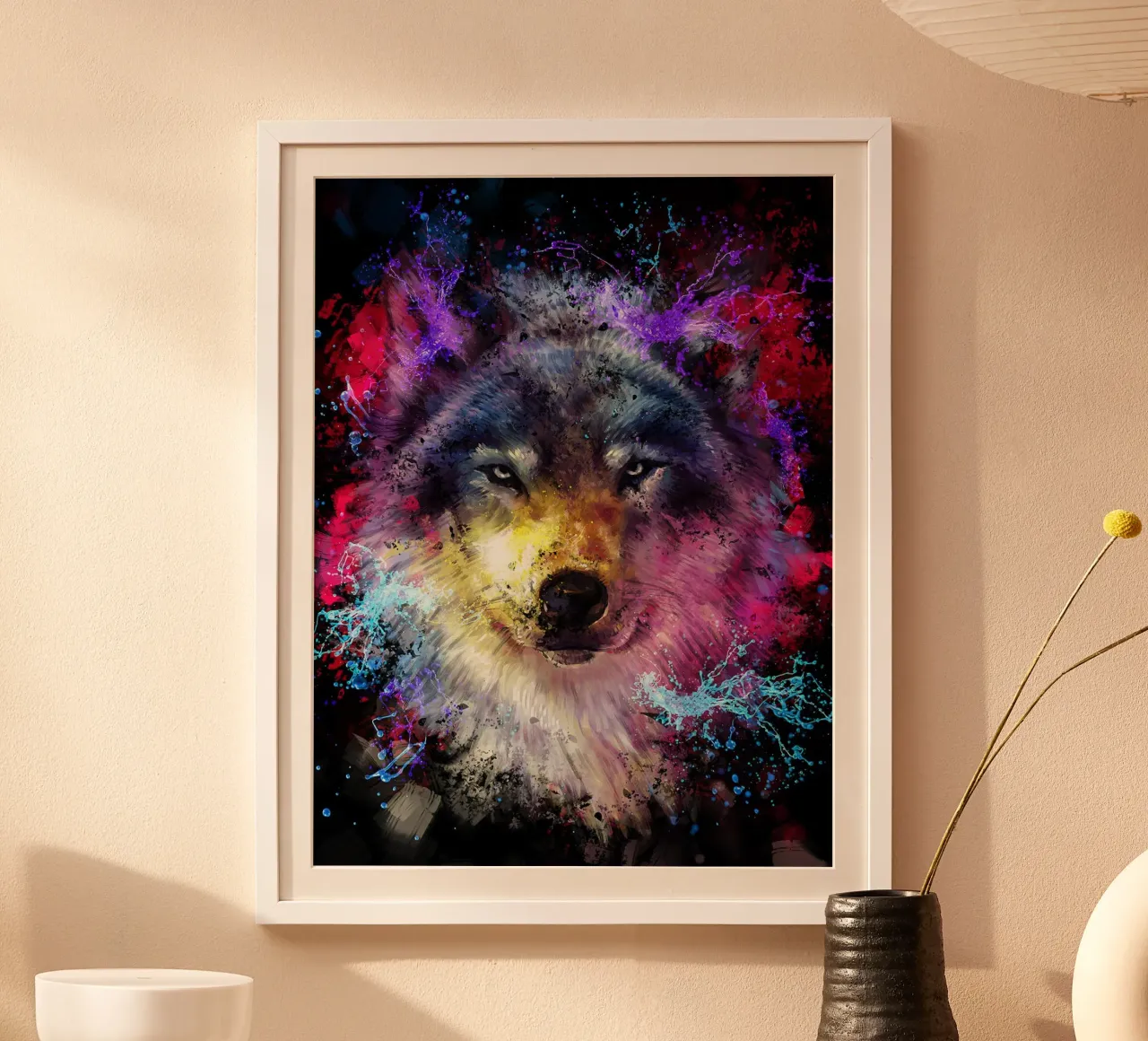 Lupo di Dmitry Belov poster con telaio in legno da Oscar Frazier