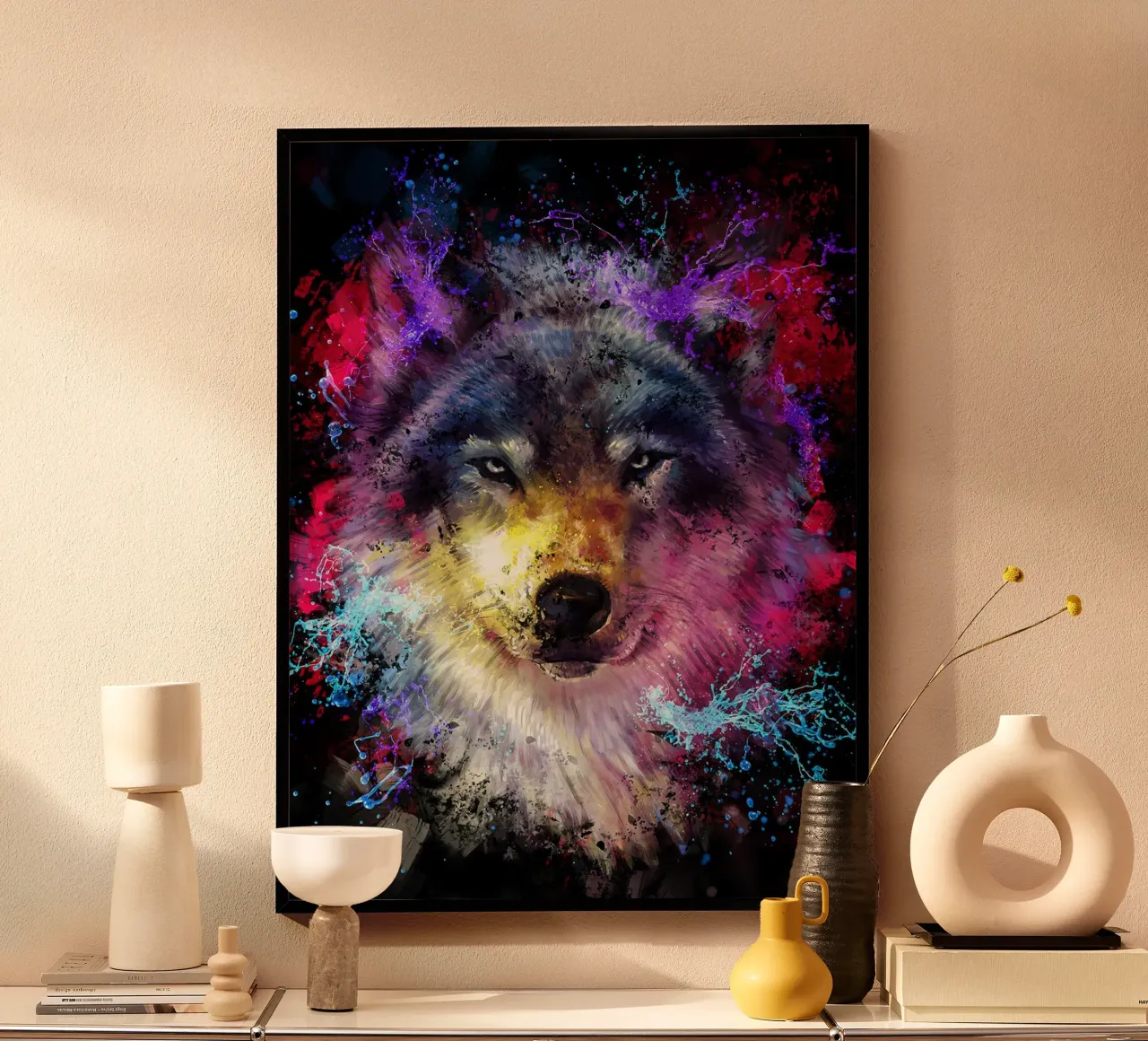 Lupo di Dmitry Belov poster con telaio in legno da Oscar Frazier