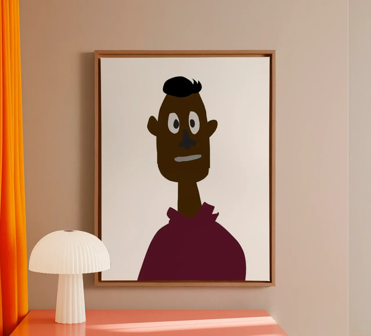 Cartoon Portrait of a Man canvas with Floater frame by Amelia Roy
