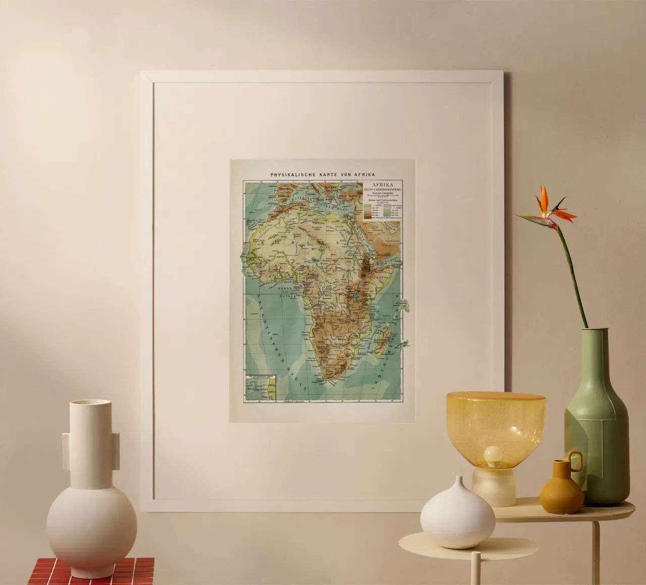 Vintage Brockhaus 5 Afrika poster con telaio in alluminio da Vintage Print Collection