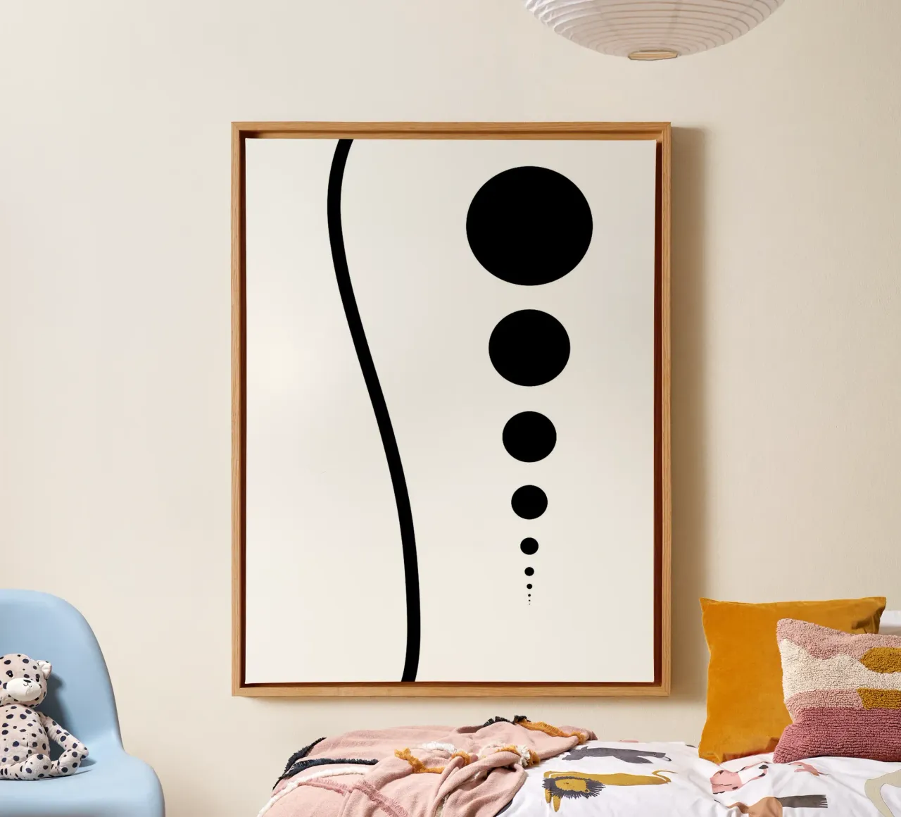 Minimalist Black and White Design canvas with Floater frame by Amelia Roy