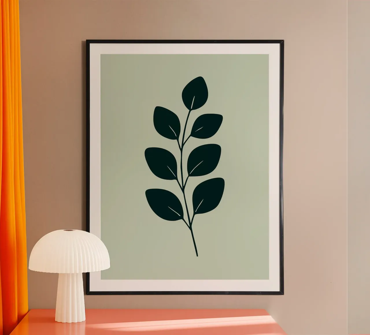 Arte della foglia verde scuro poster con telaio in alluminio da Amelia Roy