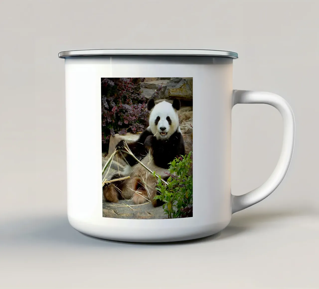 Panda's Zoet Feest emaille mok van Nature's Palette