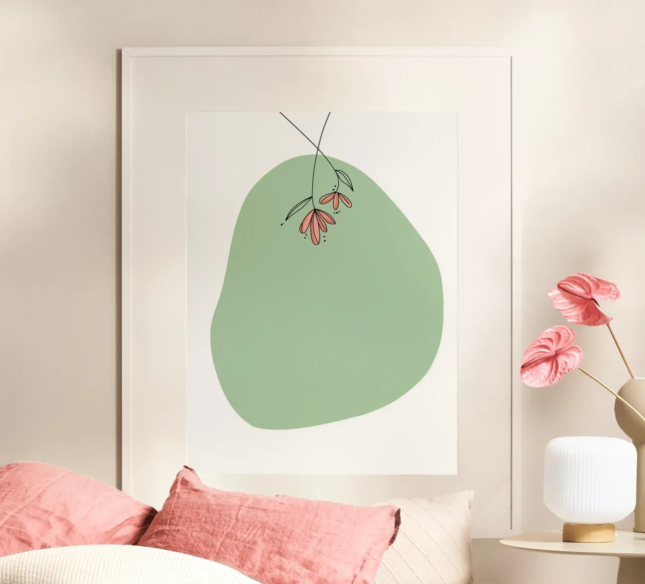 Design floreale minimalista con blob verde poster da William Taylor