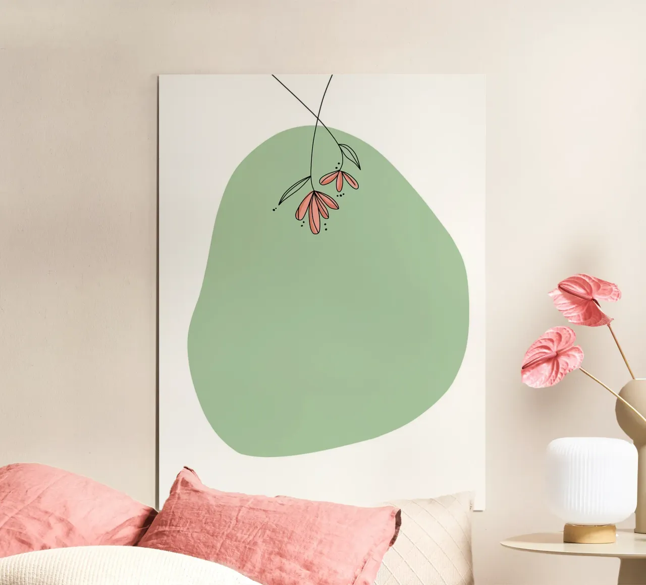 Design floreale minimalista con blob verde poster da William Taylor