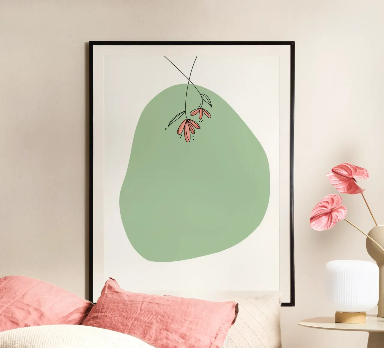 Design floreale minimalista con blob verde poster da William Taylor