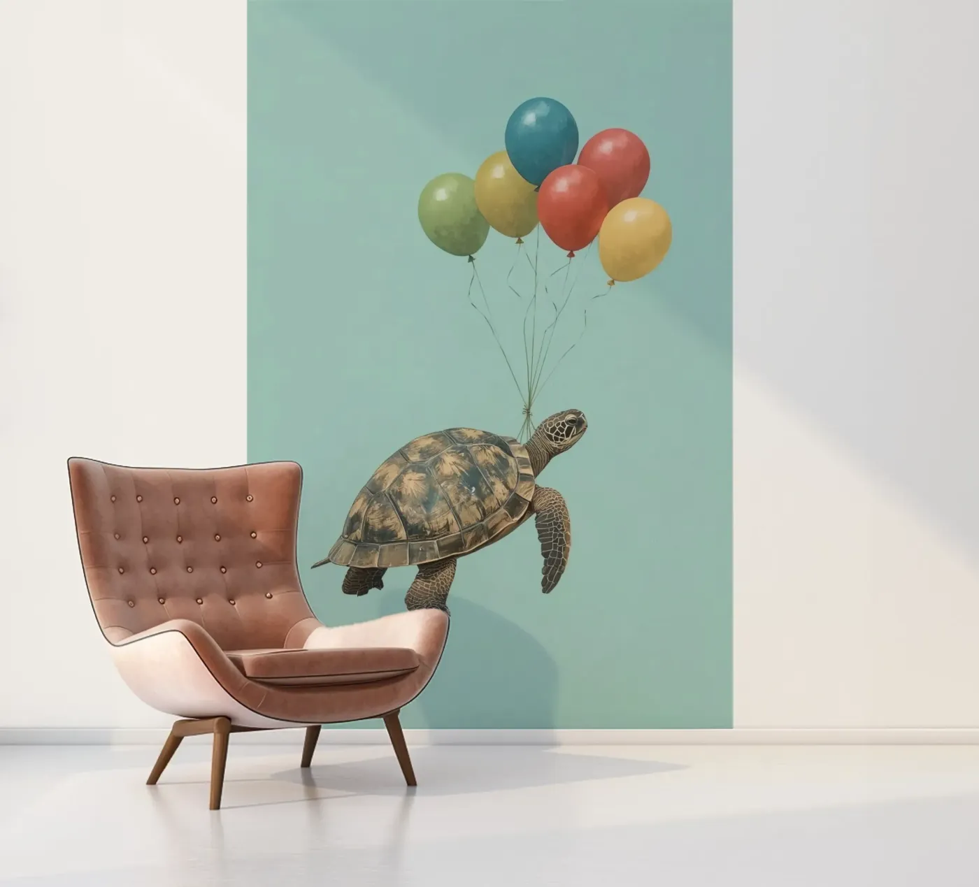 Flying Turtle fotobehang van DesignDoodle