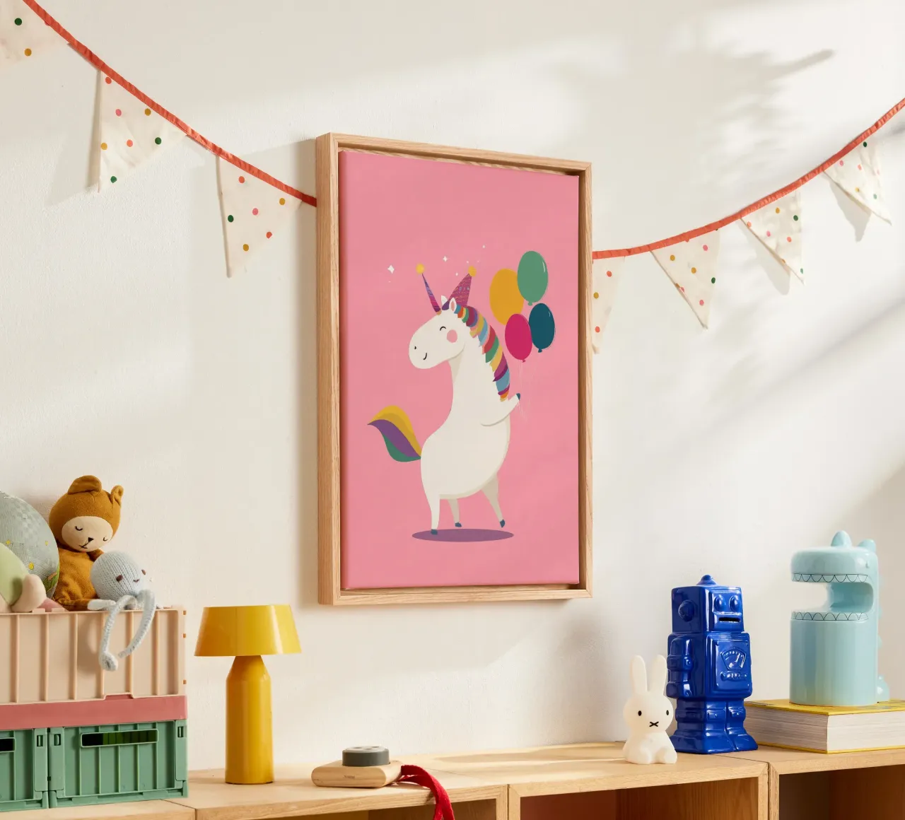 Happy Unicorn Day tela con Cornice a cassetta da Kiara