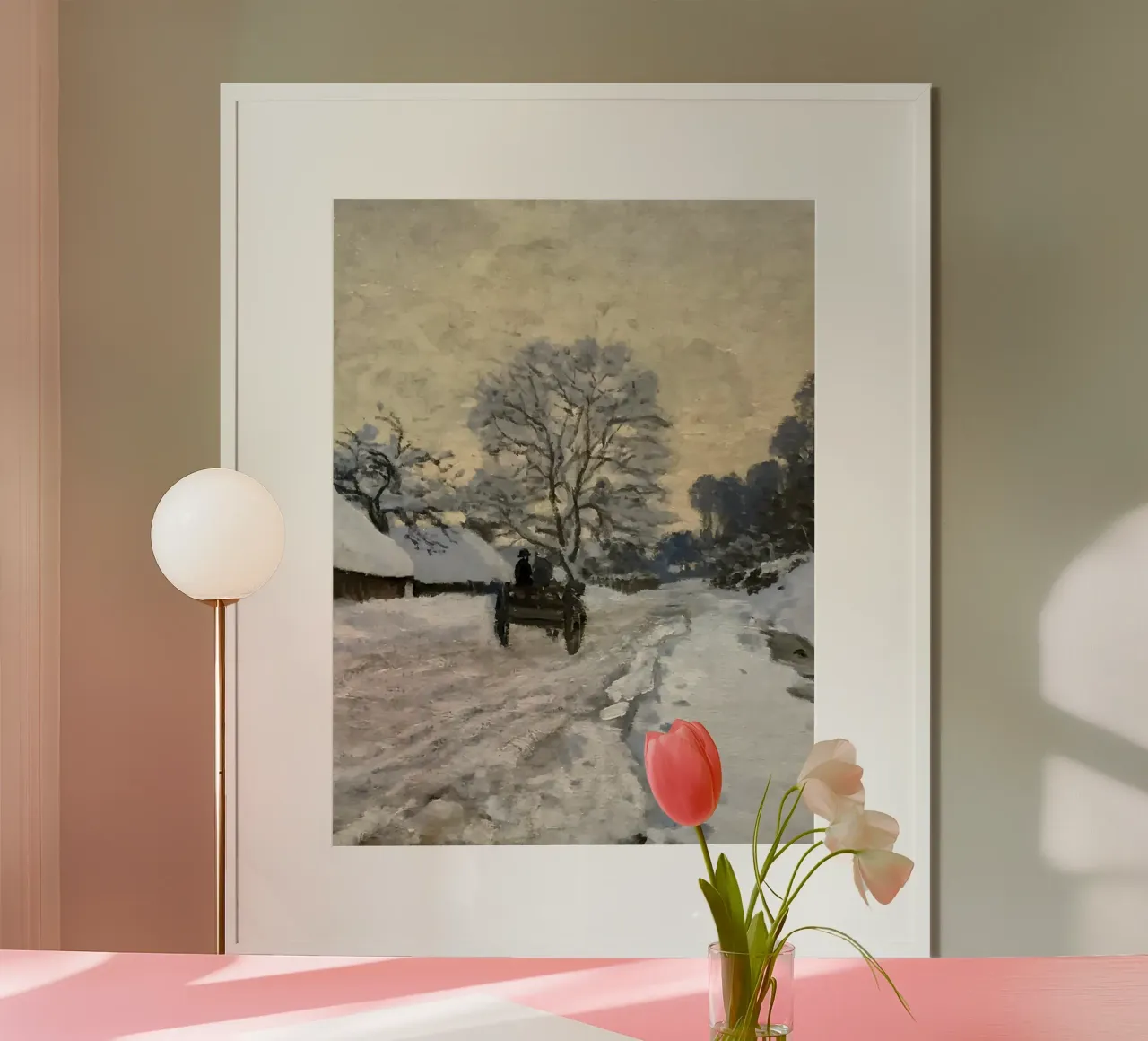 Percorso invernale con carrozza trainata da cavalli poster con telaio in alluminio da Studio Vibe