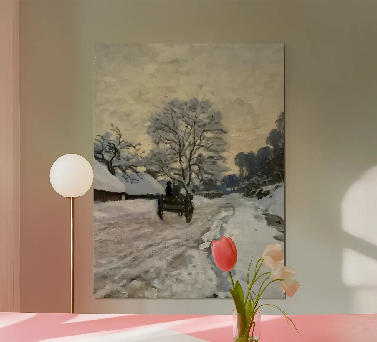 Percorso invernale con carrozza trainata da cavalli poster con telaio in alluminio da Studio Vibe